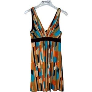 BCX Sleeveless Orange Striped Mod Retro Look Mini Dress